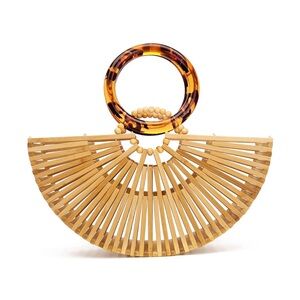 Bamboo Handbag with Tortoise Shell Handle